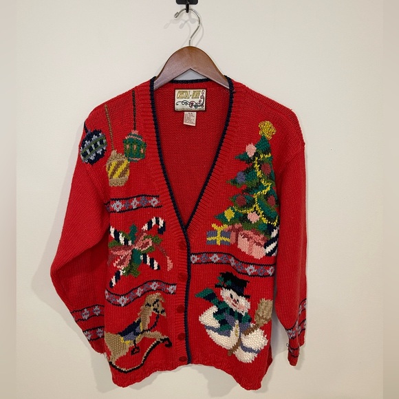Crystal-Kobe Sweaters - Festive Red Holiday Cardigan